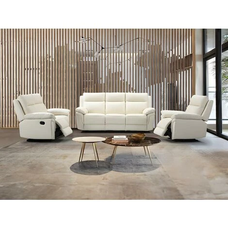 Poltrona Relax In Pelle Di Bufalo - Avorio - PAKITA 4 Poltrona Relax In Pelle Di Bufalo - Avorio - PAKITA - immagine 4