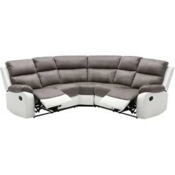 Divano Angolare Relax In Microfibra E Similpelle Grigio E Bianco - TOLZANO -Negozio al dettaglio VIDAXL || HOMCOM || Songmics 59289814 3