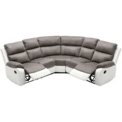 Divano Angolare Relax In Microfibra E Similpelle Grigio E Bianco - TOLZANO -Negozio al dettaglio VIDAXL || HOMCOM || Songmics 59289814 4