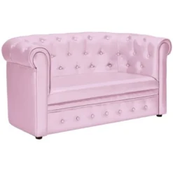 Divano Per Bambini Chesterfield In Similpelle Rosa - TIANA -Negozio al dettaglio VIDAXL || HOMCOM || Songmics 59289850 3