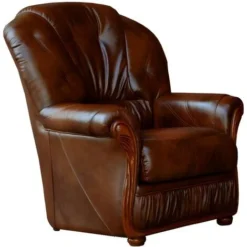 Poltrona 100% Cuoio Di Bufalo Marrone - DAPHNE