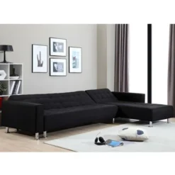 Divano Letto Angolare Reversibile In Tessuto Nero - WILLIS -Negozio al dettaglio VIDAXL || HOMCOM || Songmics 59289902 3