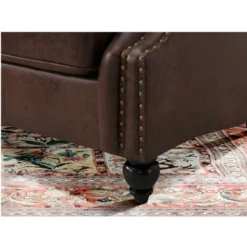 Poltrona Chesterfield In Microfibra Effetto Cuoio Invecchiato Marrone -AQUITAINE -Negozio al dettaglio VIDAXL || HOMCOM || Songmics 59290171 5