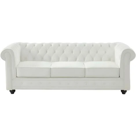 Divano 3 Posti In Pelle Di Bufalo Bianca - CHESTERFIELD 2 Divano 3 Posti In Pelle Di Bufalo Bianca - CHESTERFIELD - immagine 2