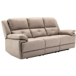 Divano Relax Elettrico 3 Posti In Tessuto Tortora - DOLENE