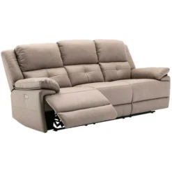 Divano Relax Elettrico 3 Posti In Tessuto Tortora - DOLENE -Negozio al dettaglio VIDAXL || HOMCOM || Songmics 59290472 4