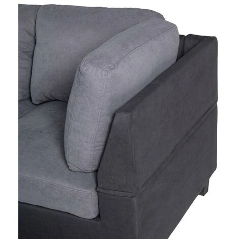 Divano Angolare SUKRI In Tessuto Con Pouf - Grigio/Antracite - Angolo A Sinistra 3 Divano Angolare SUKRI In Tessuto Con Pouf - Grigio/Antracite - Angolo A Sinistra - immagine 3