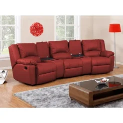 Divano Relax A 3 Posti In Cuoio Rosso - AROMA -Negozio al dettaglio VIDAXL || HOMCOM || Songmics 59291023 3