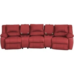 Divano Relax A 3 Posti In Cuoio Rosso - AROMA -Negozio al dettaglio VIDAXL || HOMCOM || Songmics 59291023 4