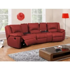 Divano Relax A 3 Posti In Cuoio Rosso - AROMA -Negozio al dettaglio VIDAXL || HOMCOM || Songmics 59291023 5
