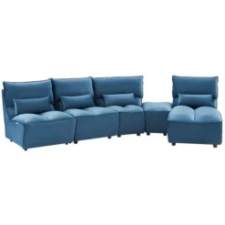 Divano Angolare Relax Elettrico Modulare In Velluto Verde Petrolio - JUDIE