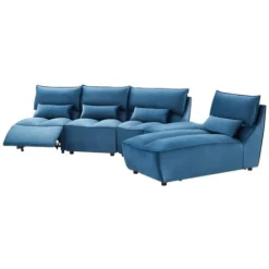 Divano Angolare Relax Elettrico Modulare In Velluto Verde Petrolio - JUDIE -Negozio al dettaglio VIDAXL || HOMCOM || Songmics 59291048 3