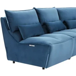 Divano Angolare Relax Elettrico Modulare In Velluto Verde Petrolio - JUDIE -Negozio al dettaglio VIDAXL || HOMCOM || Songmics 59291048 4