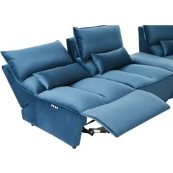 Divano Angolare Relax Elettrico Modulare In Velluto Verde Petrolio - JUDIE -Negozio al dettaglio VIDAXL || HOMCOM || Songmics 59291048 5