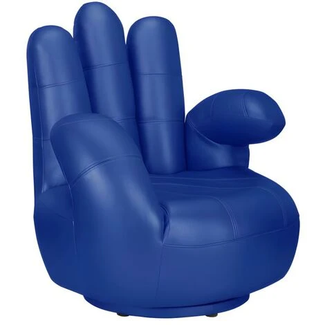 Poltrona A Forma Di Mano Girevole In Similpelle Blu - CATCHY 4 Poltrona A Forma Di Mano Girevole In Similpelle Blu - CATCHY - immagine 4