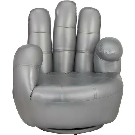 Poltrona A Forma Di Mano Girevole In Similpelle Blu - CATCHY 5 Poltrona A Forma Di Mano Girevole In Similpelle Blu - CATCHY - immagine 5