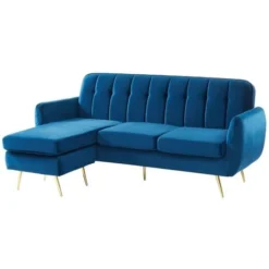 Divano Letto Angolare E Modulare In Velluto Blu Notte - BLAYNE -Negozio al dettaglio VIDAXL || HOMCOM || Songmics 59291162 4