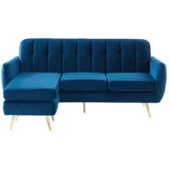 Divano Letto Angolare E Modulare In Velluto Blu Notte - BLAYNE -Negozio al dettaglio VIDAXL || HOMCOM || Songmics 59291162 5