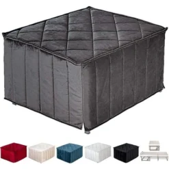 EVERGREENWEB Pouf Che Diventa Letto Singolo Con Materasso Waterfoam Alto 10 Cm - "SUITE", Salvaspazio Pieghevole Per Camera Cameretta Soggiorno Puff Poggiapiedi Ottomano, Tessuto VELLUTO Sfoderabile, Colore ANTRACITE