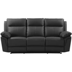 Divano Relax 3 Posti In Pelle Di Bufalo - Nero - PAKITA -Negozio al dettaglio VIDAXL || HOMCOM || Songmics 59318073 4