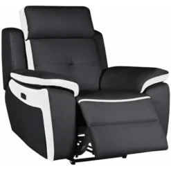 Poltrona Relax Elettrica In Pelle Nero E Bianco - ANGELIQUE -Negozio al dettaglio VIDAXL || HOMCOM || Songmics 59319935 3