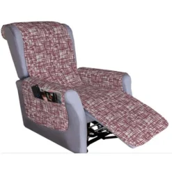 Copripoltrona Per Poltrona Reclinabile Relax Con Doppie Tasche Reticolo Rosso