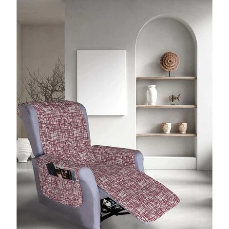 Copripoltrona Per Poltrona Reclinabile Relax Con Doppie Tasche Reticolo Rosso 2 Copripoltrona Per Poltrona Reclinabile Relax Con Doppie Tasche Reticolo Rosso - immagine 2