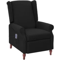 Poltrona Massaggiante Reclinabile Nera In Tessuto VidaXL