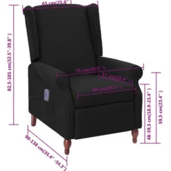 Poltrona Massaggiante Reclinabile Nera In Tessuto VidaXL -Negozio al dettaglio VIDAXL || HOMCOM || Songmics 59796896 3