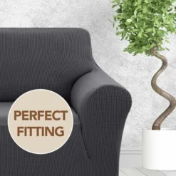 Deconovo Copridivano Elasticizzato In Velluto Per Divano Da 80 A 120cm - Grigio -Negozio al dettaglio VIDAXL || HOMCOM || Songmics 59945013 3