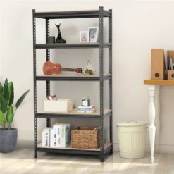 Yaheetech Scaffale/Scaffalattura Garage Metallica 186 X 90 X 45 Cm A 5 Ripiani In Acciaio Portata 320 Kg Mensola Da Cucina Magazzino Salvaspazio Nero -Negozio al dettaglio VIDAXL || HOMCOM || Songmics 60190803 3