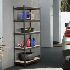 Yaheetech Scaffale/Scaffalattura Garage Metallica 186 X 90 X 45 Cm A 5 Ripiani In Acciaio Portata 320 Kg Mensola Da Cucina Magazzino Salvaspazio Nero -Negozio al dettaglio VIDAXL || HOMCOM || Songmics 60190803 5