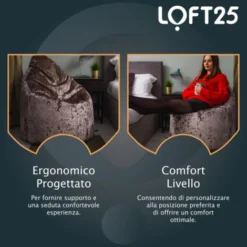 Loft 25 Pouf In Velluto Di Design Per Interni, Sedia Da Gioco Con Schienale Alto, Tartufo 9 Loft 25 Pouf In Velluto Di Design Per Interni, Sedia Da Gioco Con Schienale Alto, Tartufo -Negozio al dettaglio VIDAXL || HOMCOM || Songmics 60310696 5