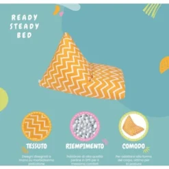 Ready Steady Bed Pouf Per Bambini, A Forma Di Piramide, Grande Pouf Da Gioco Per Bambini, Sedile Da Gioco Con Schienale Alto, (Zigzag) -Negozio al dettaglio VIDAXL || HOMCOM || Songmics 60310734 3