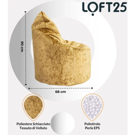 Loft 25 Pouf In Velluto Di Design Per Interni, Sedia Da Gioco Con Schienale Alto, Chartreuse 2 Loft 25 Pouf In Velluto Di Design Per Interni, Sedia Da Gioco Con Schienale Alto, Chartreuse - immagine 2