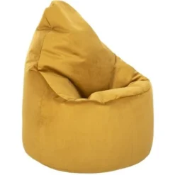 Loft 25 Sedia A Pouf Con Schienale Alto In Velluto Morbido Per Adulti, Pouf Da Gioco Per Interni Da Salotto, Curcuma