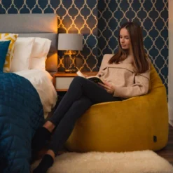 Loft 25 Sedia A Pouf Con Schienale Alto In Velluto Morbido Per Adulti, Pouf Da Gioco Per Interni Da Salotto, Curcuma -Negozio al dettaglio VIDAXL || HOMCOM || Songmics 60310743 4