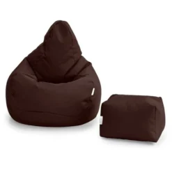 Loft 25 Pouf Da Gioco, Per Soggiorno, Esterni E Interni, Impermeabile, Sedile Da Gioco Con Poggiapiedi, Marrone