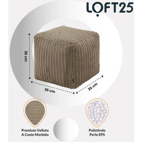 Loft 25 Pouf A Forma Quadrata, Sgabello Poggiapiedi, Pouf Per Soggiorno, Poggiapiedi Ottomano, Moka 2 Loft 25 Pouf A Forma Quadrata, Sgabello Poggiapiedi, Pouf Per Soggiorno, Poggiapiedi Ottomano, Moka - immagine 2
