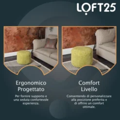 Loft 25 Pouf A Forma Rotonda, Sgabello Poggiapiedi, Pouf Per Soggiorno, Poggiapiedi Ottomano, Lime -Negozio al dettaglio VIDAXL || HOMCOM || Songmics 60310796 5