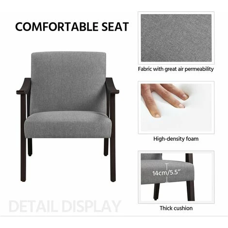 Yaheetech Poltrona Salotto Moderna Imbottita Tessuto Per Soggiorno Grigio 5 Yaheetech Poltrona Salotto Moderna Imbottita Tessuto Per Soggiorno Grigio - immagine 5