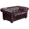 Divano Chesterfield A 2 Posti 100% Pelle Di Bufalo Cherry - BRENTON