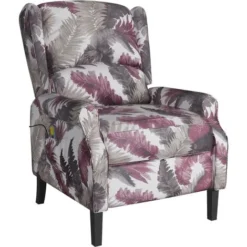 Poltrona Massaggiante Reclinabile Motivo Floreale In Tessuto VidaXL