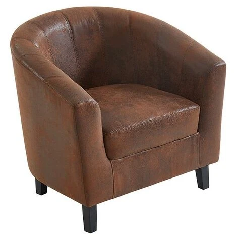 Poltrona Cabriolet In Microfibra Invecchiata Marrone - CRISTOBAL II 1 Poltrona Cabriolet In Microfibra Invecchiata Marrone - CRISTOBAL II