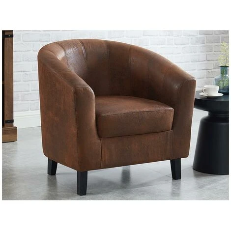 Poltrona Cabriolet In Microfibra Invecchiata Marrone - CRISTOBAL II 2 Poltrona Cabriolet In Microfibra Invecchiata Marrone - CRISTOBAL II - immagine 2