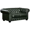 Divano Chesterfield A 2 Posti 100% Cuoio Di Bufalo Verde Imperiale - BRENTON