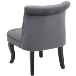 Poltrona Crapaud In Velluto Grigio - MELOSIA -Negozio al dettaglio VIDAXL || HOMCOM || Songmics 61536766 4