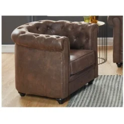 Poltrona CHESTERFIELD In Microfibra Aspetto Cuoio Invecchiato -Negozio al dettaglio VIDAXL || HOMCOM || Songmics 61585177 4