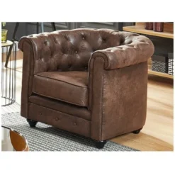 Poltrona CHESTERFIELD In Microfibra Aspetto Cuoio Invecchiato -Negozio al dettaglio VIDAXL || HOMCOM || Songmics 61585177 5