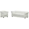 Divano CHESTERFIELD 3 Posti E Poltrona In Similpelle Bianco